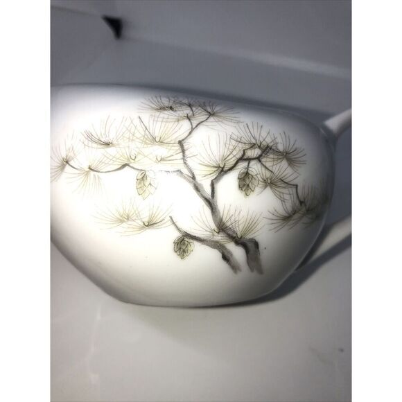 Bristol Fine China Winter Pine Collection Silver Trim Gravy Boat Japan Vintage - Picture 4 of 6